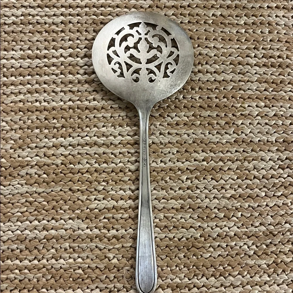 Heirloom Sterling Silver Damask Rose Bon Bon / Nut Spoon 8”L 2.75”D